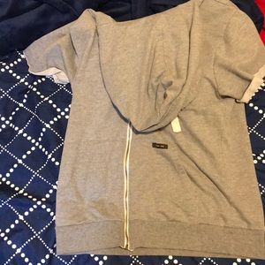 Short-sleeve zip up hoodie